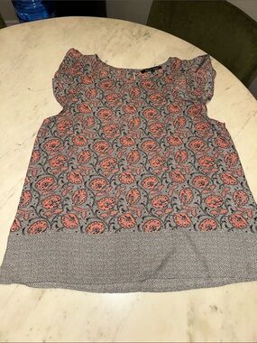 Sweet Rain Coral Floral Cap-Sleeve Blouse size large